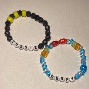 K-Pop Demon Hunters Derpy Tiger and Sussie Bird Kandi Bracelet Set